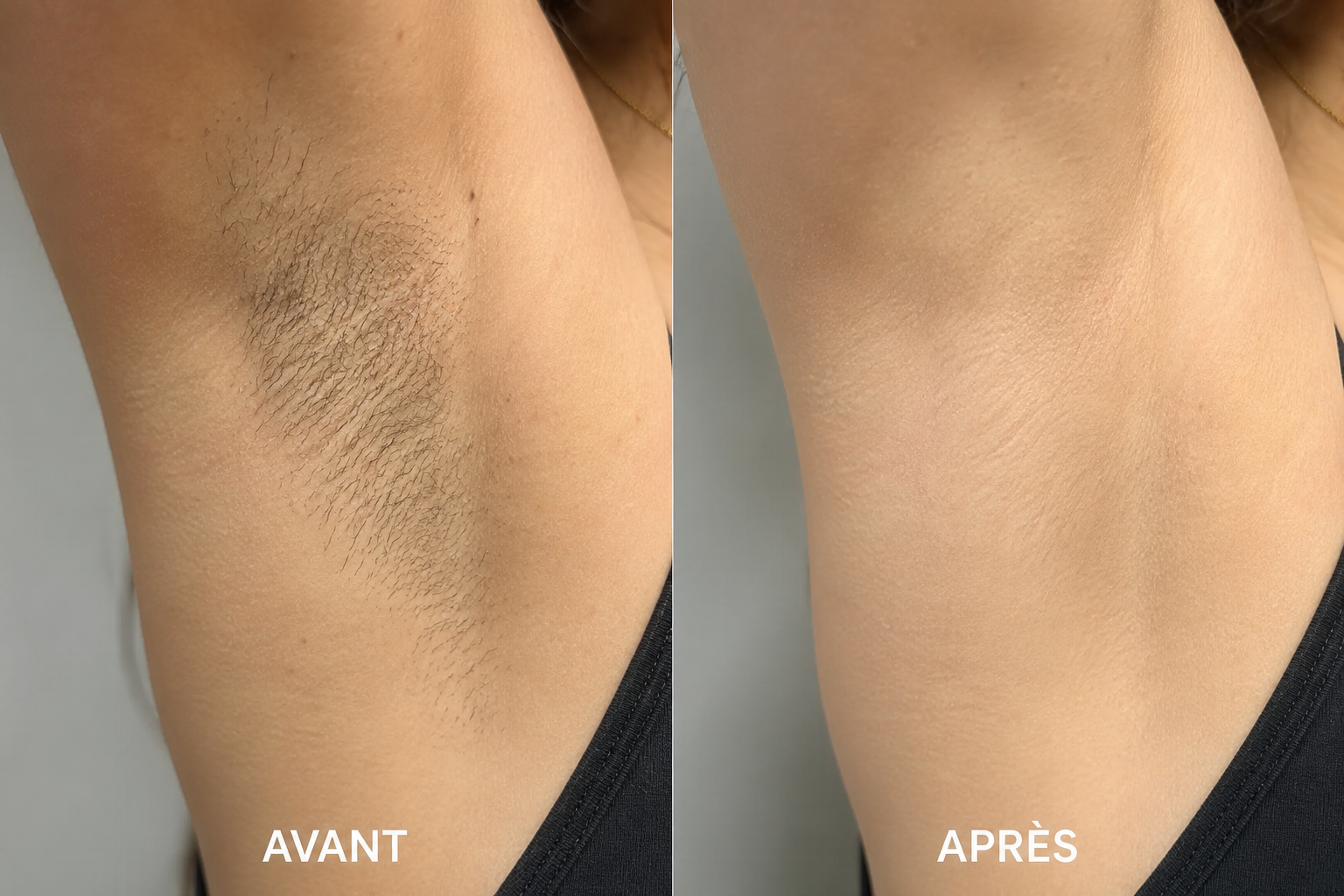 Résultat avant et après une épilation laser des aisselles